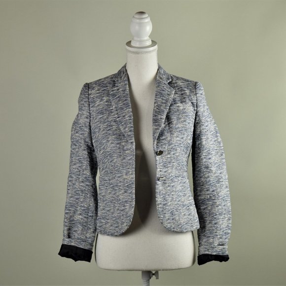 Calvin Klein Blue Cotton Tweed Blazer - Picture 3 of 6